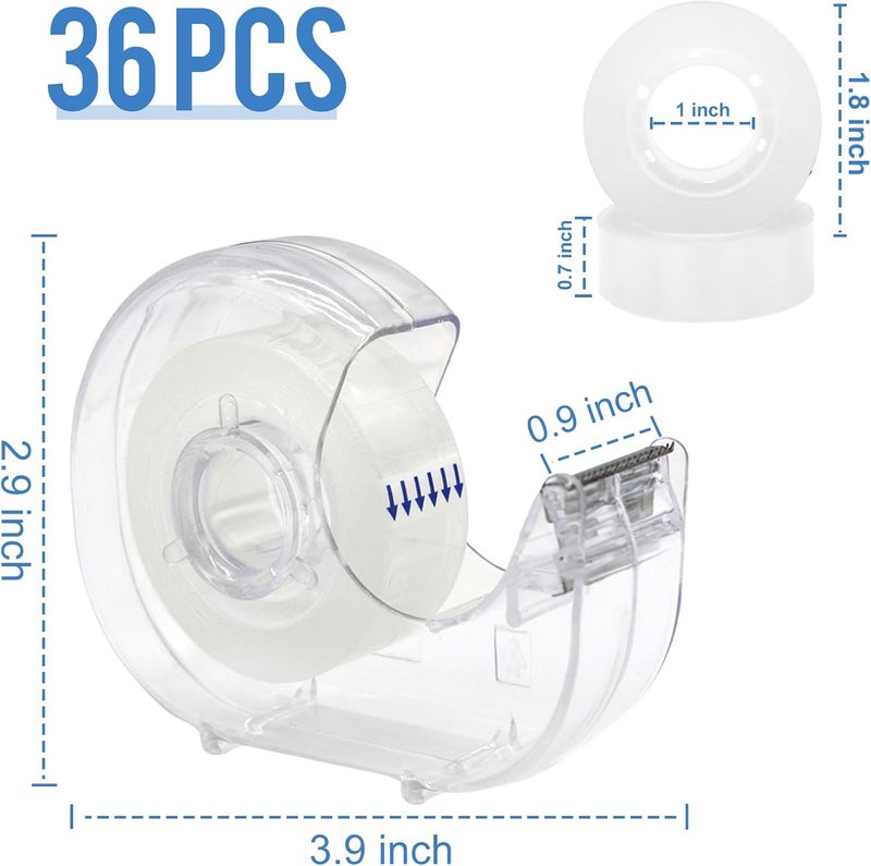 JEFURE 36 Pcs Transparent Tape with Dispenser, 0.7 in x 1000 in Clear Tapes and Refillable Dispensers, Office Tape Rolls with Dispenser Bulk for Craft Jobs, Gift Wrapping, Repairing, Home and School - Image 2